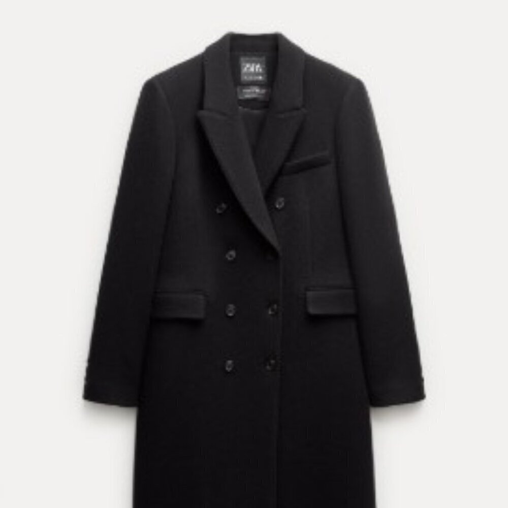 ZARA Coat Manteco Wool Long MEN Double Breasted SIZE XS 2109/775/800